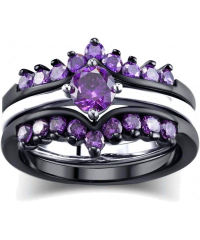 Bridal Sets Black Gold Plated Womens Wedding Bands Blue Cz Engagement Ring Sets Purple3 6 $9.03 Sets