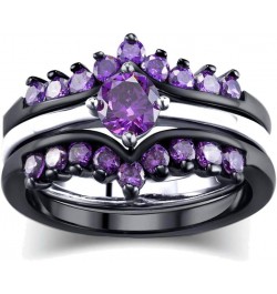 Bridal Sets Black Gold Plated Womens Wedding Bands Blue Cz Engagement Ring Sets Purple3 6 $9.03 Sets