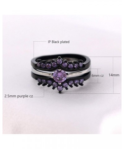 Bridal Sets Black Gold Plated Womens Wedding Bands Blue Cz Engagement Ring Sets Purple3 6 $9.03 Sets