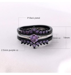 Bridal Sets Black Gold Plated Womens Wedding Bands Blue Cz Engagement Ring Sets Purple3 6 $9.03 Sets