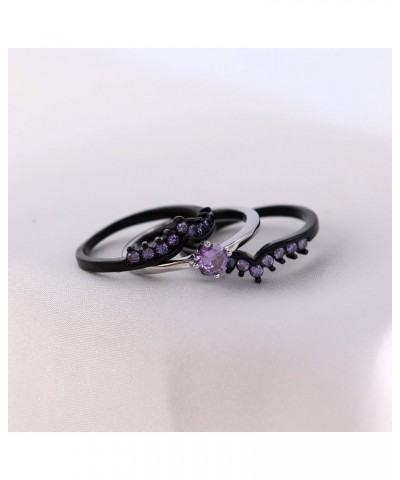 Bridal Sets Black Gold Plated Womens Wedding Bands Blue Cz Engagement Ring Sets Purple3 6 $9.03 Sets