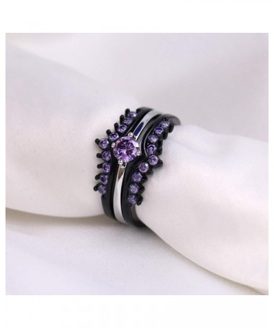 Bridal Sets Black Gold Plated Womens Wedding Bands Blue Cz Engagement Ring Sets Purple3 6 $9.03 Sets