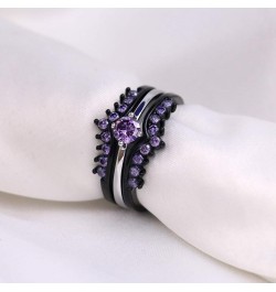 Bridal Sets Black Gold Plated Womens Wedding Bands Blue Cz Engagement Ring Sets Purple3 6 $9.03 Sets