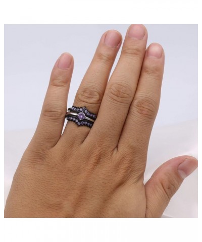 Bridal Sets Black Gold Plated Womens Wedding Bands Blue Cz Engagement Ring Sets Purple3 6 $9.03 Sets