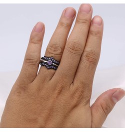 Bridal Sets Black Gold Plated Womens Wedding Bands Blue Cz Engagement Ring Sets Purple3 6 $9.03 Sets