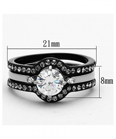 His and Hers 4 Piece?Black Ion Plated Stainless Steel Wedding Engagement Ring Band Set Women's Size 07 Men's 08mm Size 13 $22...