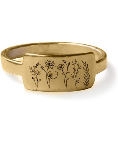 Wildflowers Ring for Women S925 Sterling Silver Wildflower Nature Ring Flower Jewelry Style C-Gold $20.87 Rings