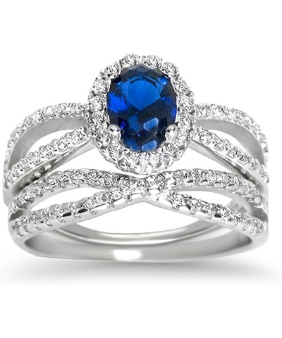 His Hers Sterling Blue Sapphire CZ Bridal Wedding Band Engagement Ring Set Him Her Her 9 - His 13 $49.95 Sets