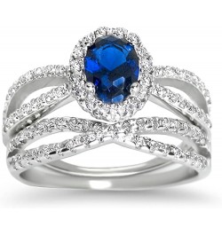 His Hers Sterling Blue Sapphire CZ Bridal Wedding Band Engagement Ring Set Him Her Her 9 - His 13 $49.95 Sets