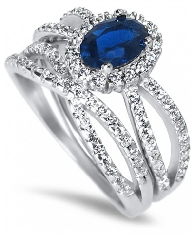 His Hers Sterling Blue Sapphire CZ Bridal Wedding Band Engagement Ring Set Him Her Her 9 - His 13 $49.95 Sets