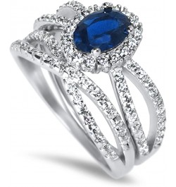 His Hers Sterling Blue Sapphire CZ Bridal Wedding Band Engagement Ring Set Him Her Her 9 - His 13 $49.95 Sets