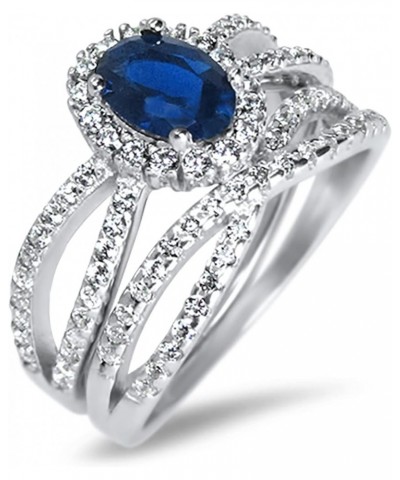 His Hers Sterling Blue Sapphire CZ Bridal Wedding Band Engagement Ring Set Him Her Her 9 - His 13 $49.95 Sets