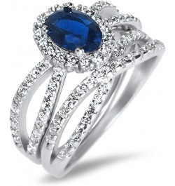 His Hers Sterling Blue Sapphire CZ Bridal Wedding Band Engagement Ring Set Him Her Her 9 - His 13 $49.95 Sets