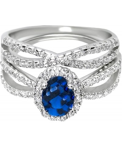 His Hers Sterling Blue Sapphire CZ Bridal Wedding Band Engagement Ring Set Him Her Her 9 - His 13 $49.95 Sets