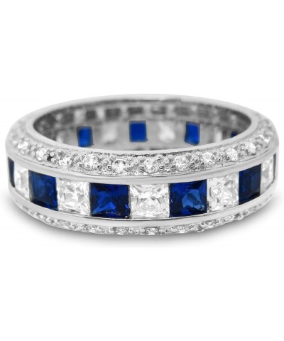 His Hers Sterling Blue Sapphire CZ Bridal Wedding Band Engagement Ring Set Him Her Her 9 - His 13 $49.95 Sets