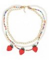 Bohemia Multilayer Fruit Strawberry Pineapple Pendant Necklace Handmade Weave Imitation Pearl Choker Colorful Beads Flowers N...