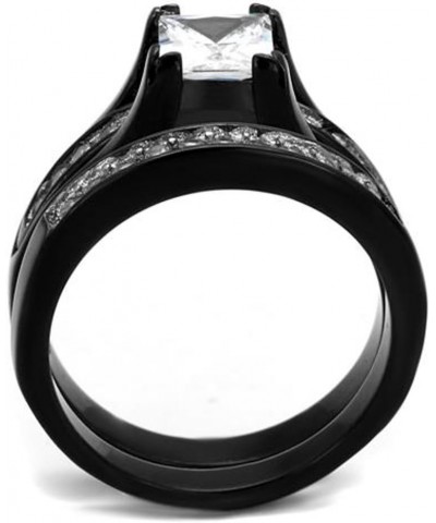 His and Her Black Plated Stainless Steel Bridal Ring Set and Titanium Wedding Band Women's Size 05 Men's Size 07 $21.86 Sets