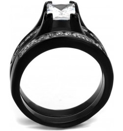 His and Her Black Plated Stainless Steel Bridal Ring Set and Titanium Wedding Band Women's Size 05 Men's Size 07 $21.86 Sets