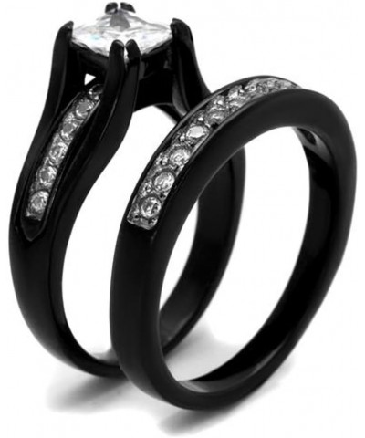 His and Her Black Plated Stainless Steel Bridal Ring Set and Titanium Wedding Band Women's Size 05 Men's Size 07 $21.86 Sets