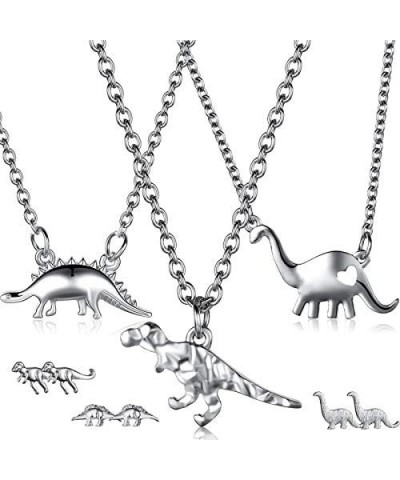 Dinosaur Jewelry Set, 3 Pieces Dinosaur Pendant Necklace and 3 Pairs Dinosaur Earrings $7.07 Jewelry Sets