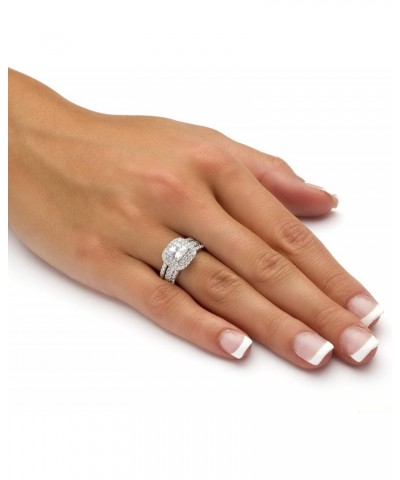 PalmBeach Platinum-plated Sterling Silver Princess Cut Cubic Zirconia Halo 3 Piece Bridal Ring Set Sizes 5-10 $40.95 Sets