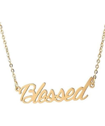 Personalized Name Necklace Custom Made Pendant Gold Plated Letter Necklaces Chain Jewelry Gift For Women Blessed Gold $7.13 N...