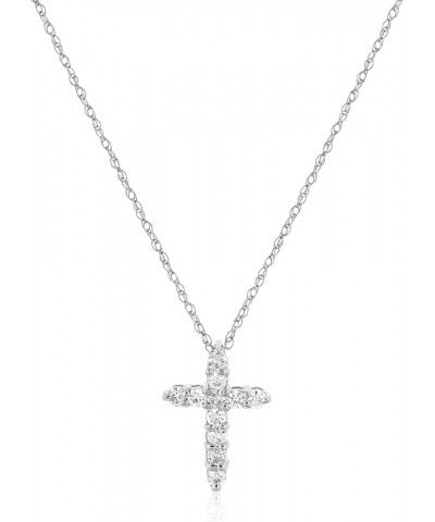 Real Diamond Cross Necklace 14K Gold for Women 1/4 CT White Gold $204.16 Necklaces