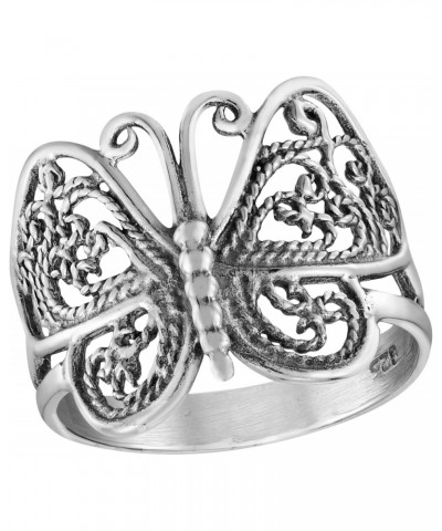 Gorgeous Butterfly Twisting Filigree .925 Sterling Silver Band Ring $10.48 Rings