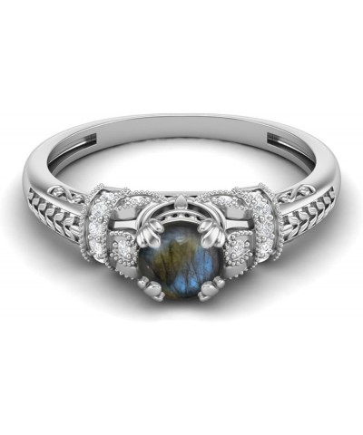 5 MM Round Shape Natural Multi Gemstone Promise Ring in 925 Sterling Silver Blossom Design Labradorite $18.73 Rings