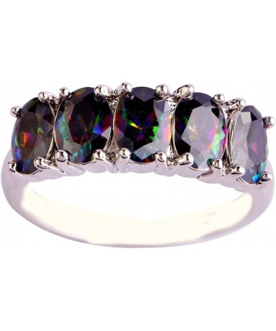 925 Sterling Silver Natural Novelty Filled Sapphire Quartz Topaz Engagement Wedding Ring US10 E_Rainbow $4.79 Others