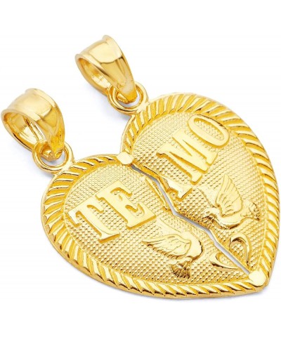 14k Yellow Gold Teamo Couple Broken Heart Charm Pendant Size: 20mm X 20mm $48.84 Pendants