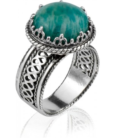 Sterling Silver Handcrafted Filigree Art Women Gemstone Cocktail Ring Amazonite $29.99 Rings