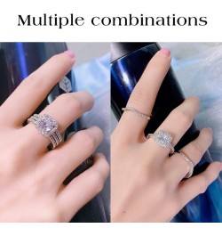 2.8 Ctw Moissanite Wedding Ring Set for Women 3 Pieces Halo Bridal Ring Set Engagement Ring Set Platinum Plated Silver 10K 14...