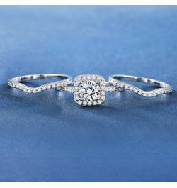 2.8 Ctw Moissanite Wedding Ring Set for Women 3 Pieces Halo Bridal Ring Set Engagement Ring Set Platinum Plated Silver 10K 14...