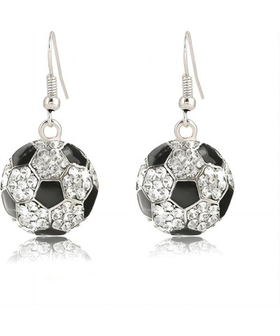 Football Earrings For Women Rhinestone Stud Soccer Basketball Volleyball Rugby Baseball Earrings Game Day Faux Leather Footba...