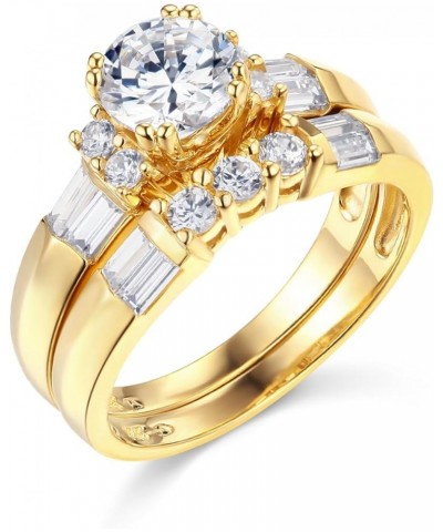 14k Yellow OR White Gold SOLID Wedding Engagement Ring and Wedding Band 2 Piece Set Yellow Gold $172.20 Sets