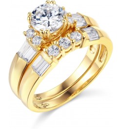 14k Yellow OR White Gold SOLID Wedding Engagement Ring and Wedding Band 2 Piece Set Yellow Gold $172.20 Sets