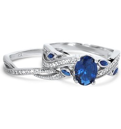 His Hers Wedding Ring Set Blue Sapphire CZ Silver Bridal Engagement Set Titanium Wedding Band Him Her Her 10 - His 9 $42.75 Sets