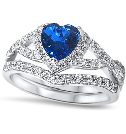 His Hers Sterling Blue Sapphire CZ Bridal Wedding Band Engagement Ring Set Him Her Her 10 - His 12 $59.40 Sets