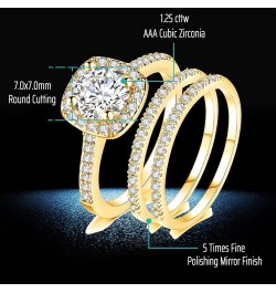 CEJUG 18k Yellow Gold Wedding Ring Sets for Him and Her Women Men Titanium Stainless Steel Bands 2Ct Cz Couple Rings Women's ...